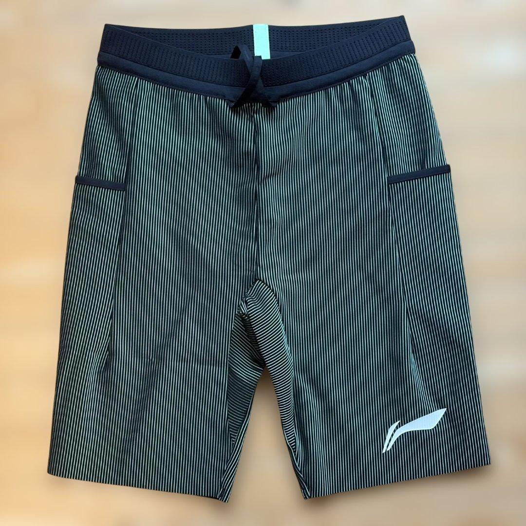 【Mサイズ】Li-Ning リーニン ランニングタイツ（黒X緑）