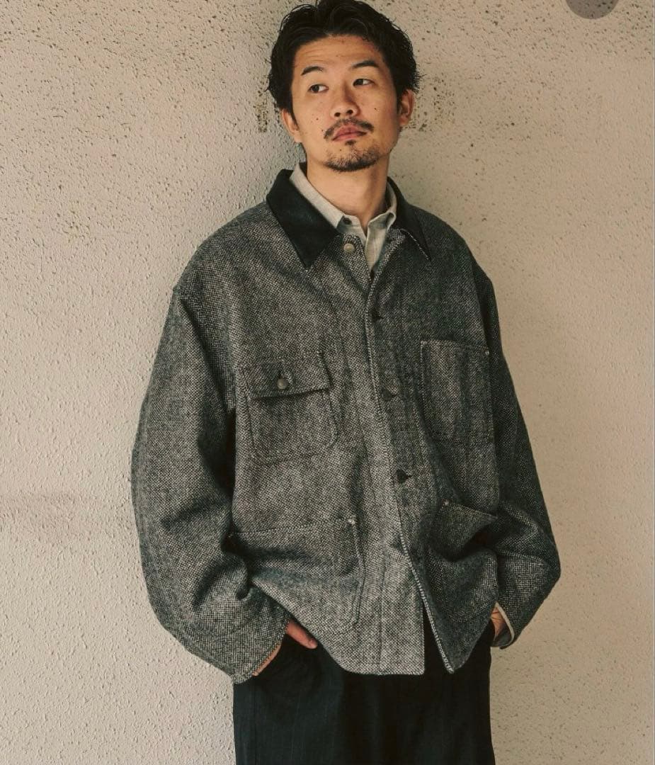 417 edifice ウールツイードカバーオール グレー echeveria