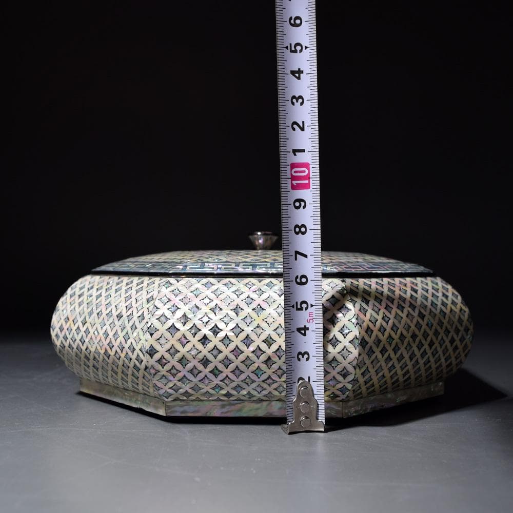 朝鮮美術 朴鎬仁 螺鈿細工 八角 蓋付 小箱 小物入 菓子鉢 螺鈿 骨董 古美術