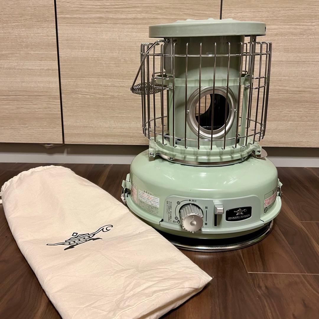 【ジャンク】収納袋付！アラジン ポータブルガスストーブ 緑 グリーン