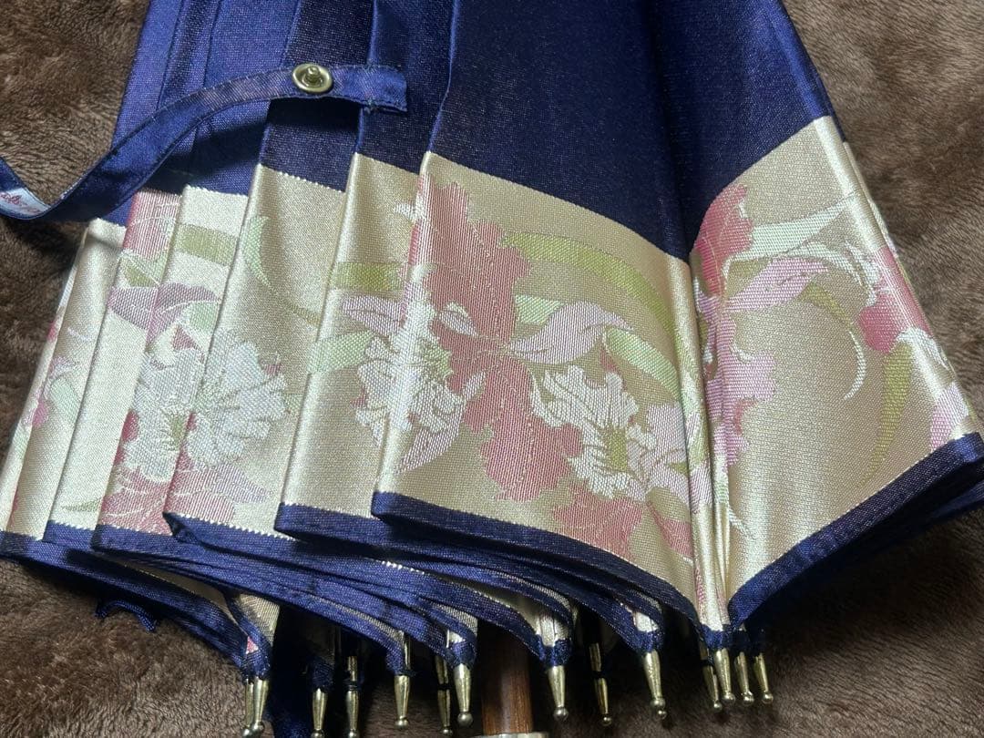 【美品】前原光榮商店 雨傘 親骨16本 濃紺 ダーク　　ネイビー 紳士傘 婦人傘