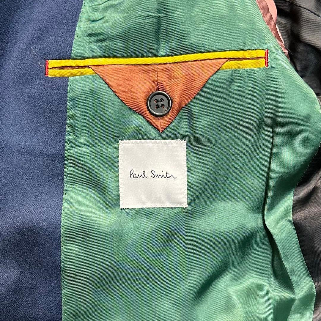 現行 未使用級 ポールスミス セットアップ カシミヤ混 光沢 総裏 ネイビー M