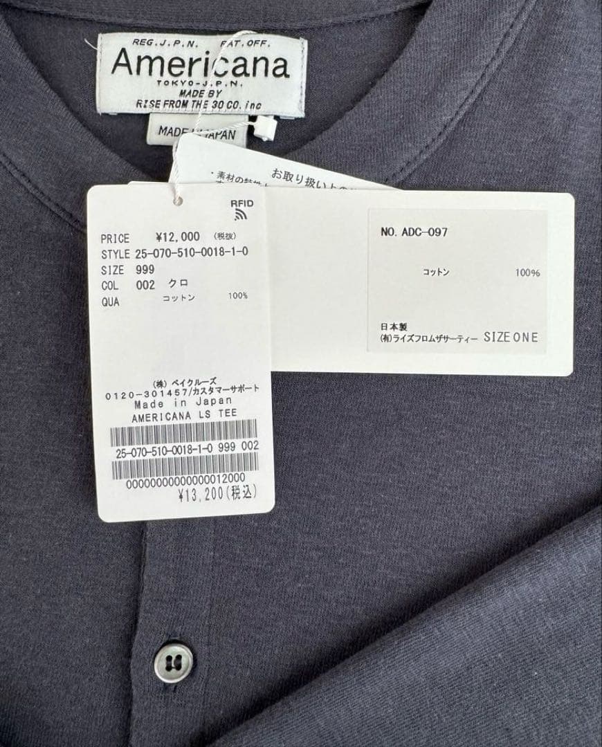 【新品】AMERICANA/アメリカーナ LONGSLEEVE Tシャツ