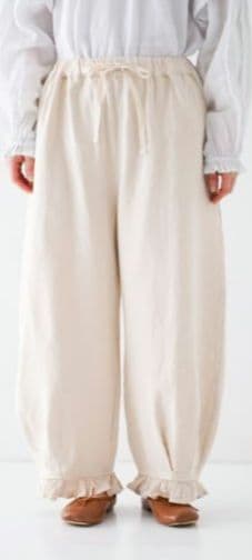 ネストローブ　nestrobe 　布帛コンビ裾フリルパンツ