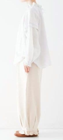 ネストローブ　nestrobe 　布帛コンビ裾フリルパンツ
