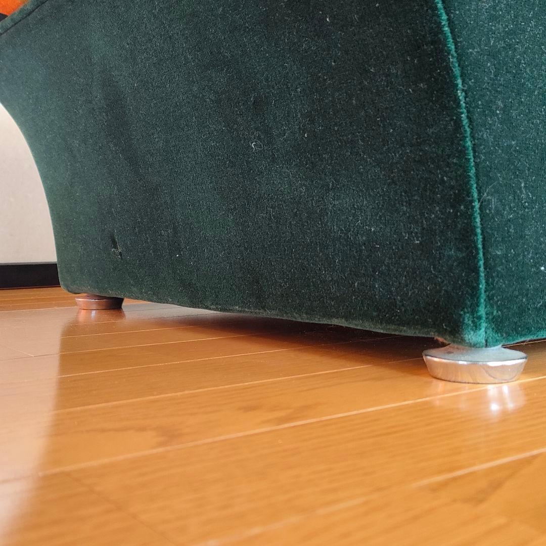 ヴィンテージ レトロ 一人掛けソファ モケット グリーン ストライプ