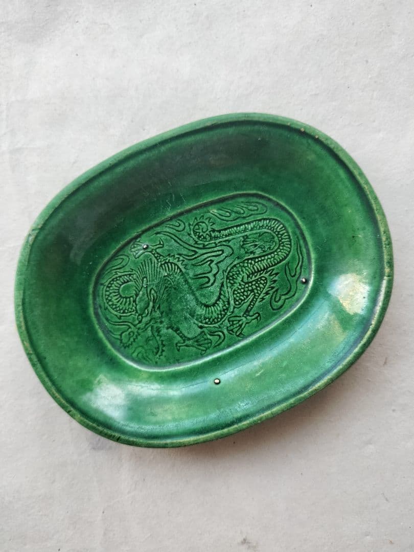 珉平焼｜５枚セット 龍文 小判型 小皿 オーバル 淡路