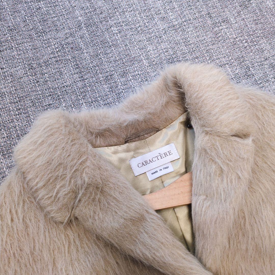 イタリア製　アルパカ100%　アルパカウールシャギーコート　L〜XL相当