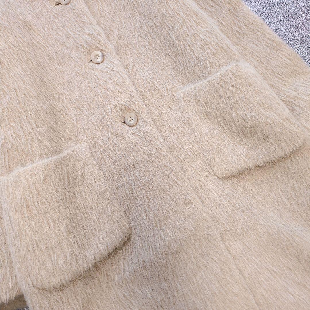 イタリア製　アルパカ100%　アルパカウールシャギーコート　L〜XL相当