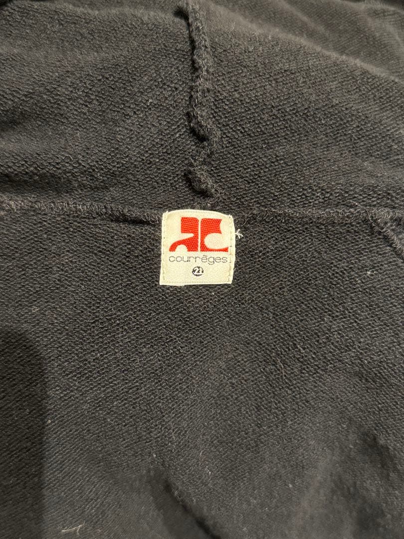courrèges クレージュ ブラック パーカー　バッグロゴ　レア