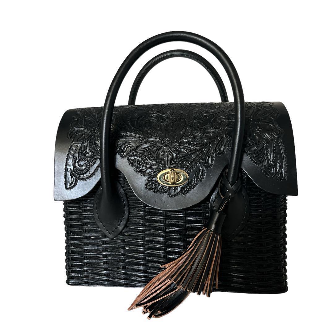 みぃたん様　カービングトライブス　かごバック　ラタン　ターンロック　ゴールド金具