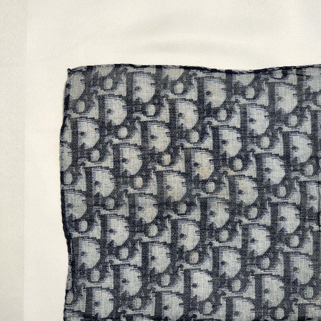 ★Dior★ ハンカチ 総柄 トロッター オブリーク 綿100％ ネイビー