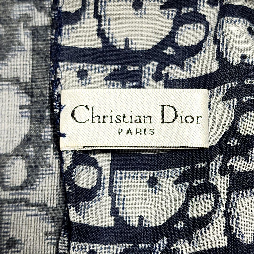 ★Dior★ ハンカチ 総柄 トロッター オブリーク 綿100％ ネイビー