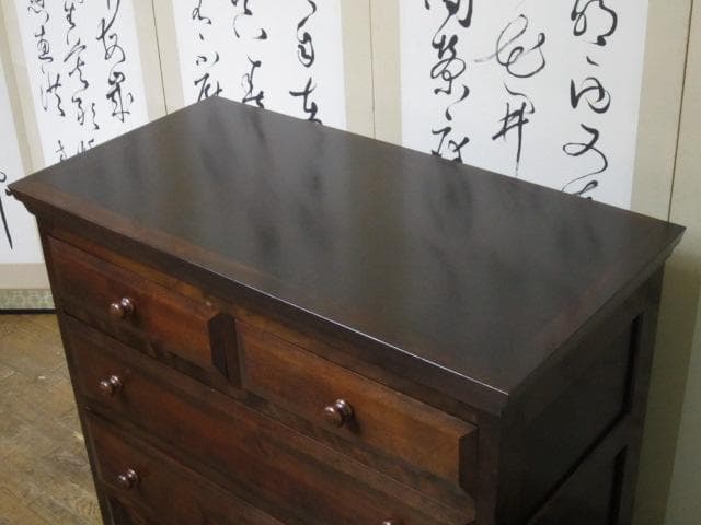 松本民芸家具 ミズメザクラ 無垢材 整理タンス 刻印有/チェスト/引き出し