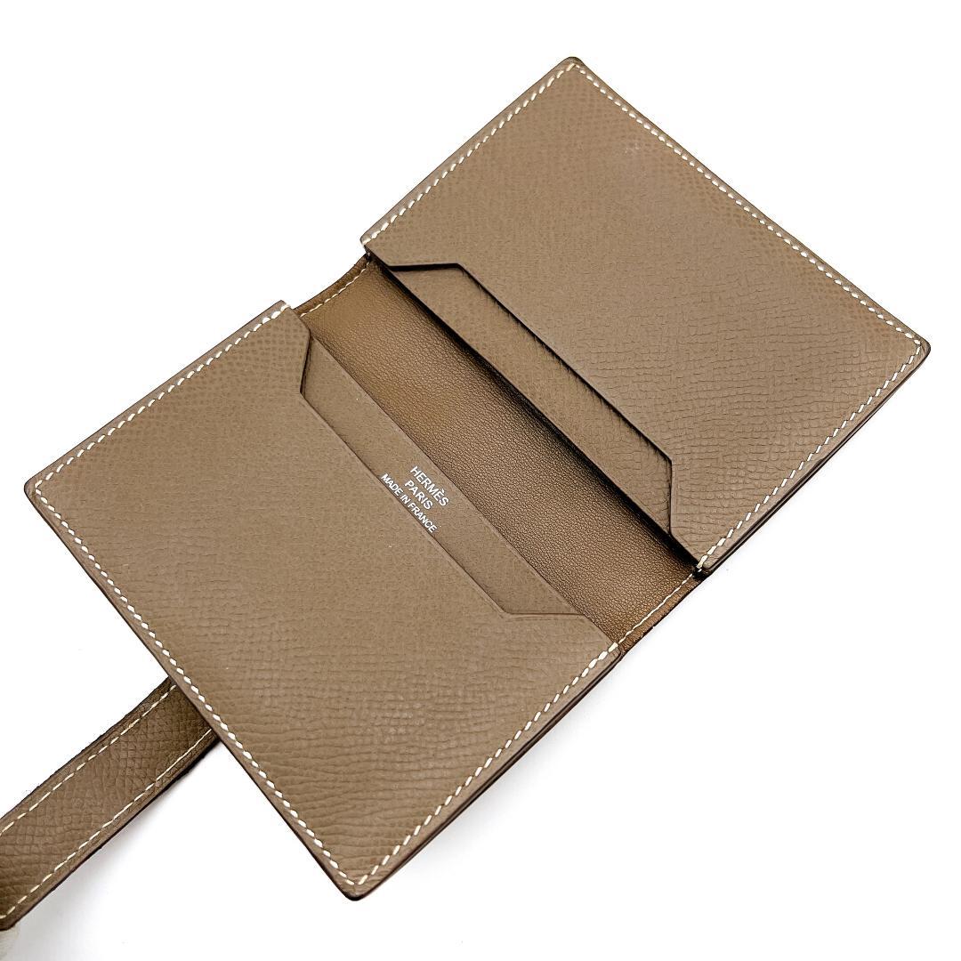 【極美品】エルメス ベアンミニ カードケース エトゥープ 名刺入れ A765