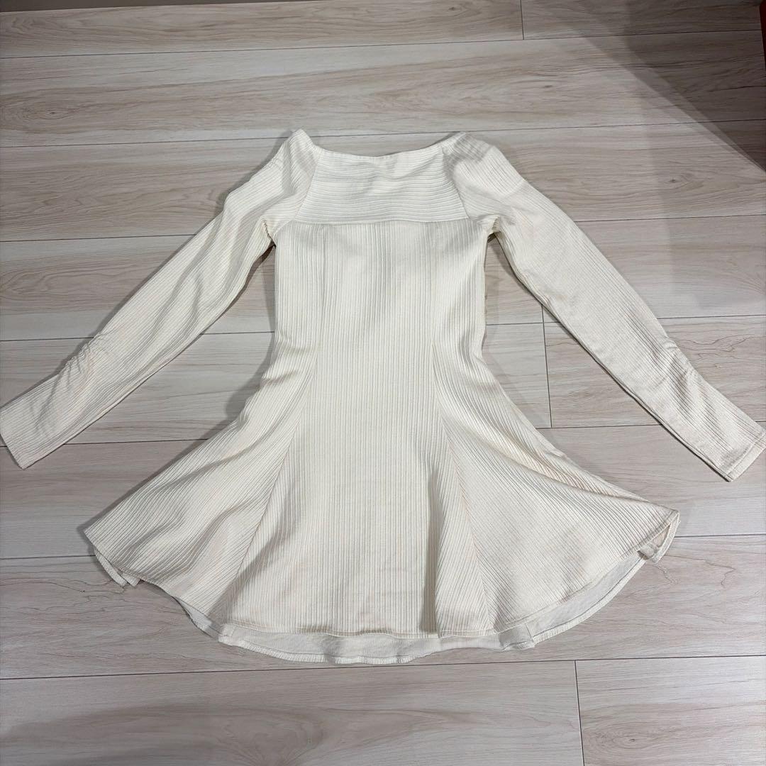 M me eme エムミーエメ　クロスチュールフレアミニワンピース　アイボリー