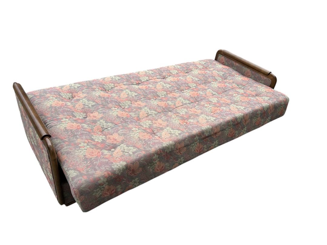 美品　カリモク　ソファベッド　花柄　3人掛け