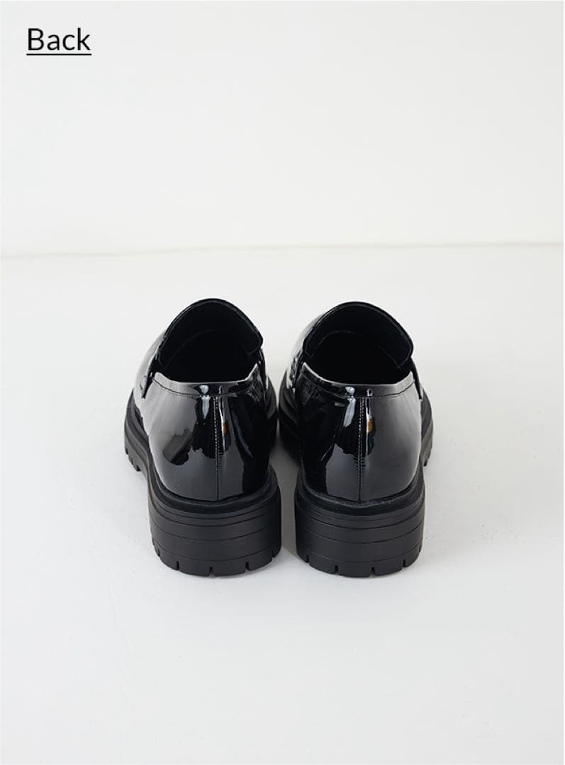 東原亜希　FORME ブラックエナメルローファー厚底　Lサイズ