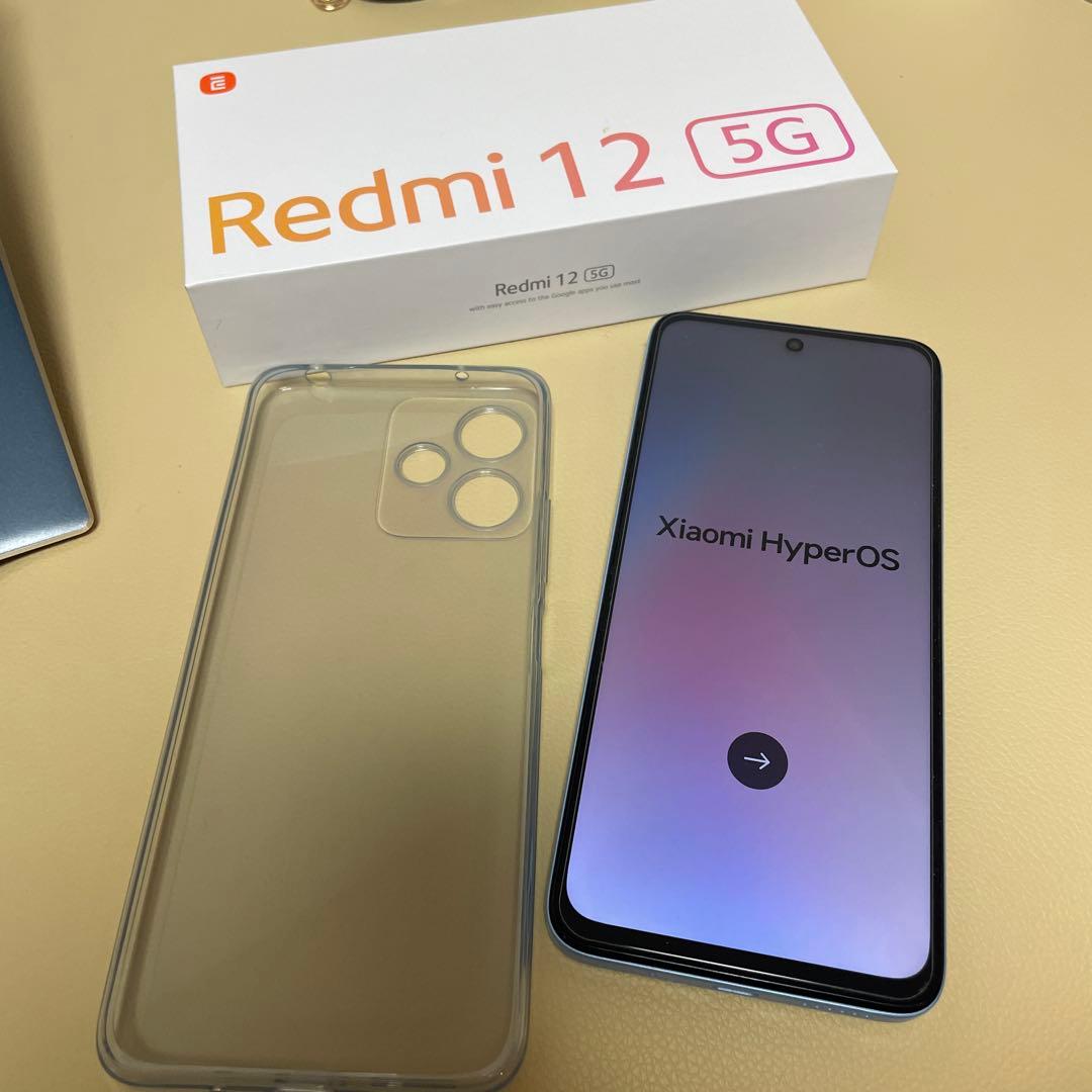 ジャンク品Xiaomi Redmi 12 5Gスカイブルー本体 ケース付き