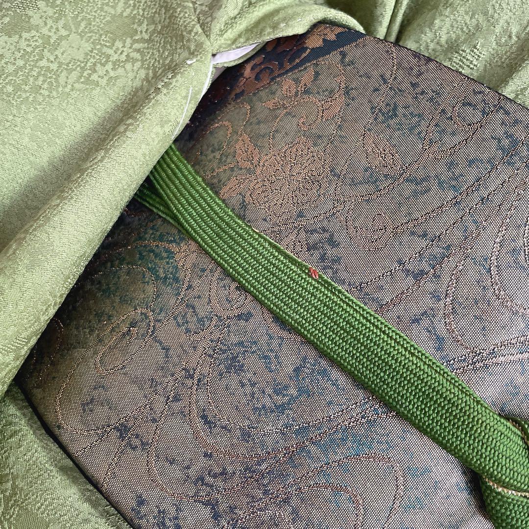 色無地　フルセット　グリーン　躾糸付き　地紋　入学式　シンプル　礼装　I10