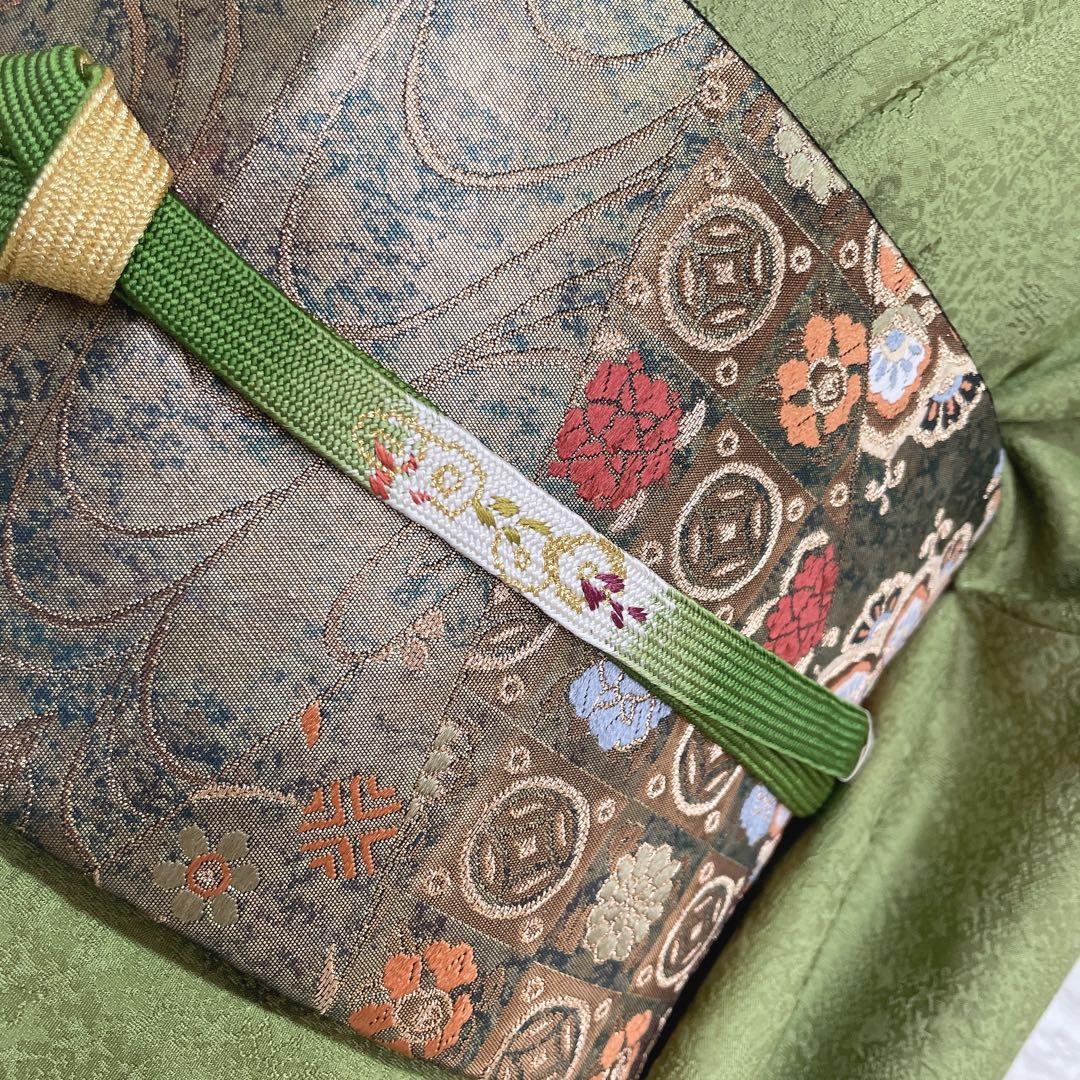 色無地　フルセット　グリーン　躾糸付き　地紋　入学式　シンプル　礼装　I10