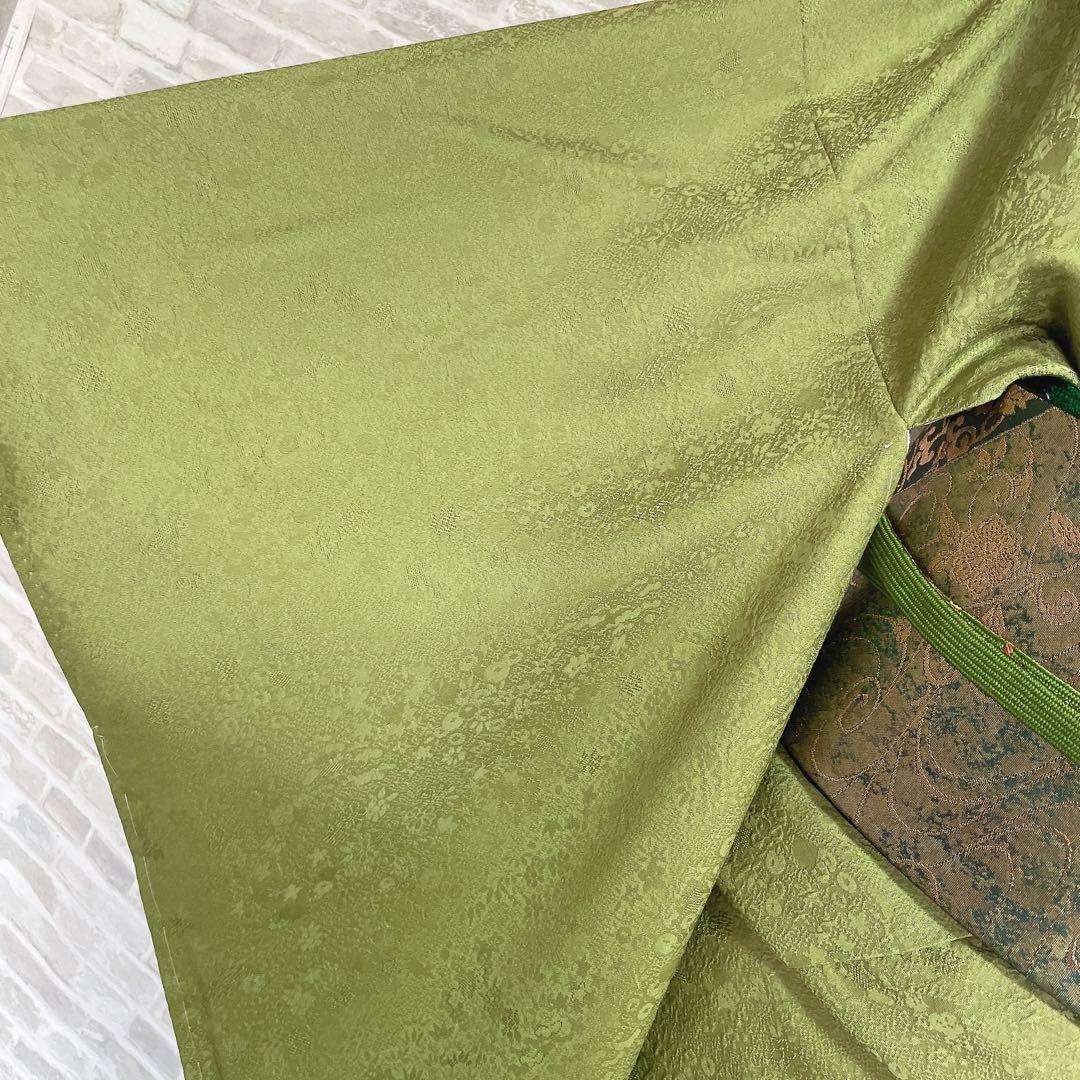 色無地　フルセット　グリーン　躾糸付き　地紋　入学式　シンプル　礼装　I10