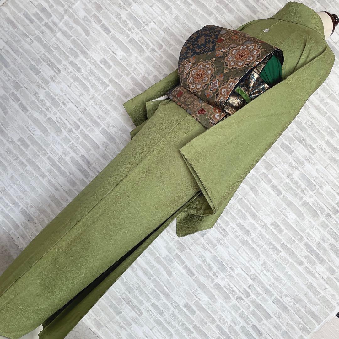 色無地　フルセット　グリーン　躾糸付き　地紋　入学式　シンプル　礼装　I10