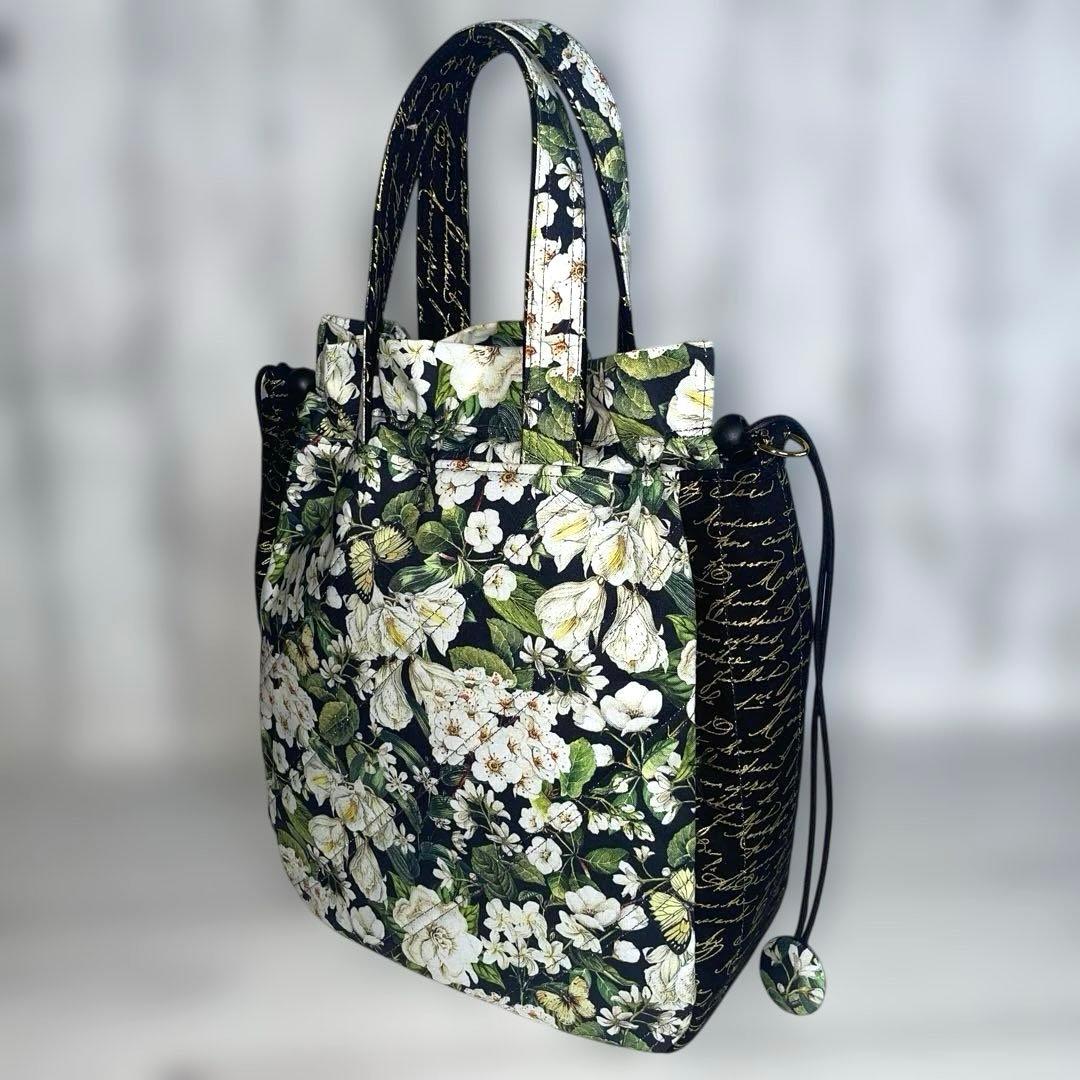 maruru サイド別マチトート、ストラップセット、ラウンド巾着大