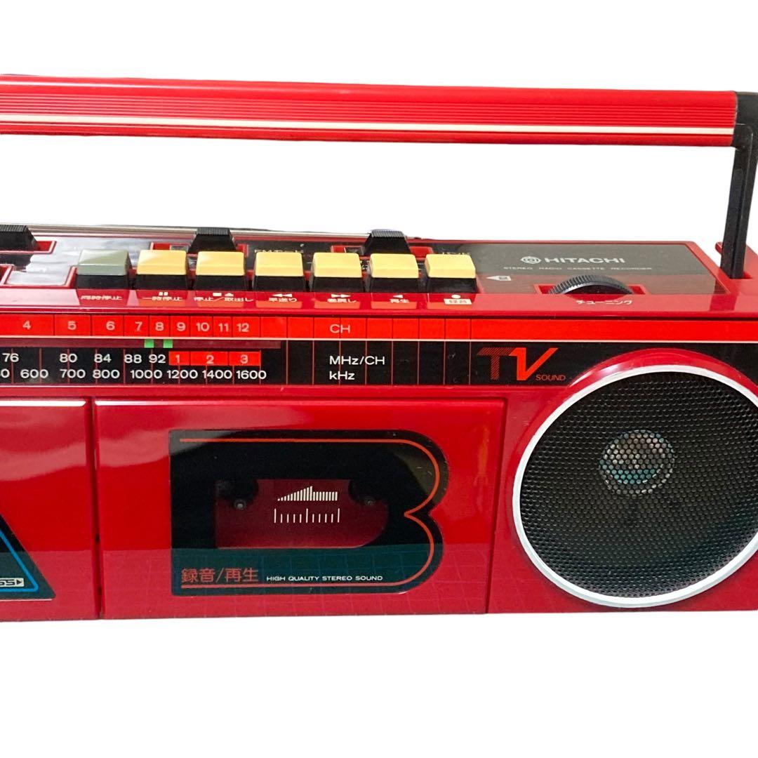 【動作品レア】 昭和レトロ 日立AM&FMラジオ・カセットデッキTRK-W110