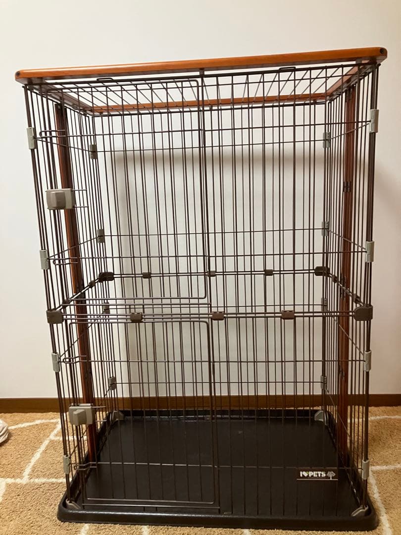 送料込み　ウッドワンサークルキャット　2段　ケージ 安全ロック付き　猫　犬
