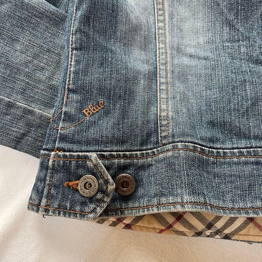 バーバリーブルーレーベル デニムジャケット ノバチェック ハート 刺繍ロゴ