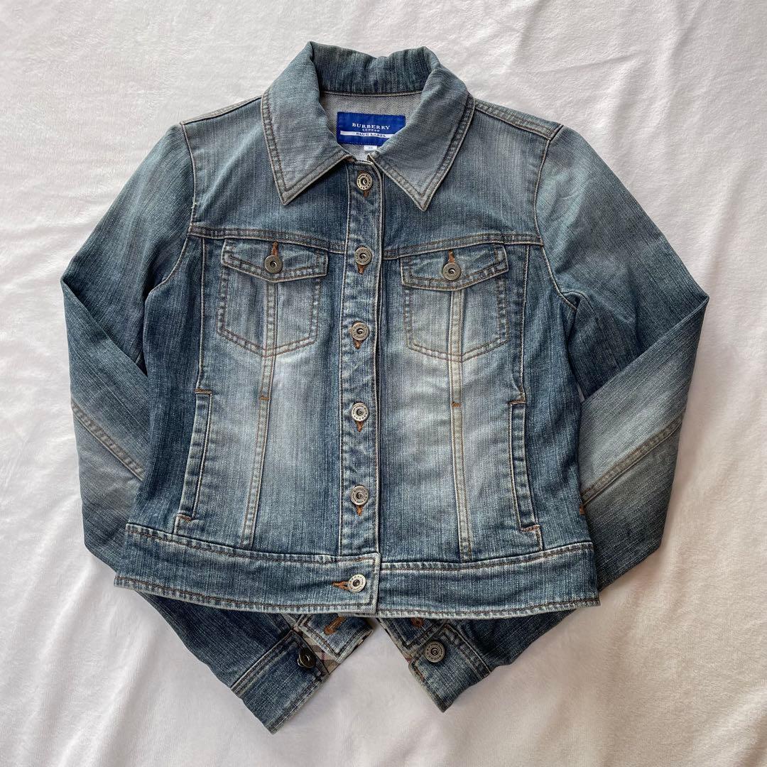 バーバリーブルーレーベル デニムジャケット ノバチェック ハート 刺繍ロゴ