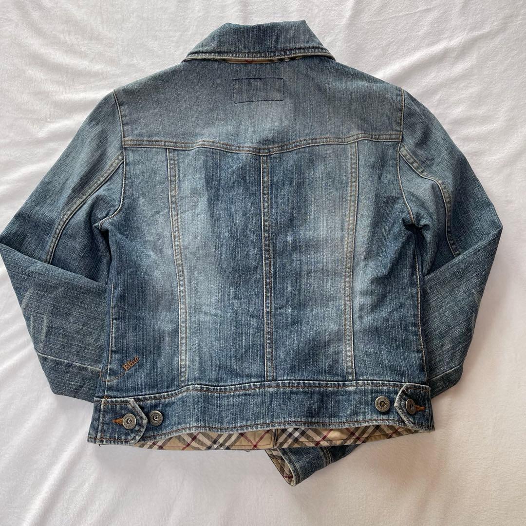 バーバリーブルーレーベル デニムジャケット ノバチェック ハート 刺繍ロゴ