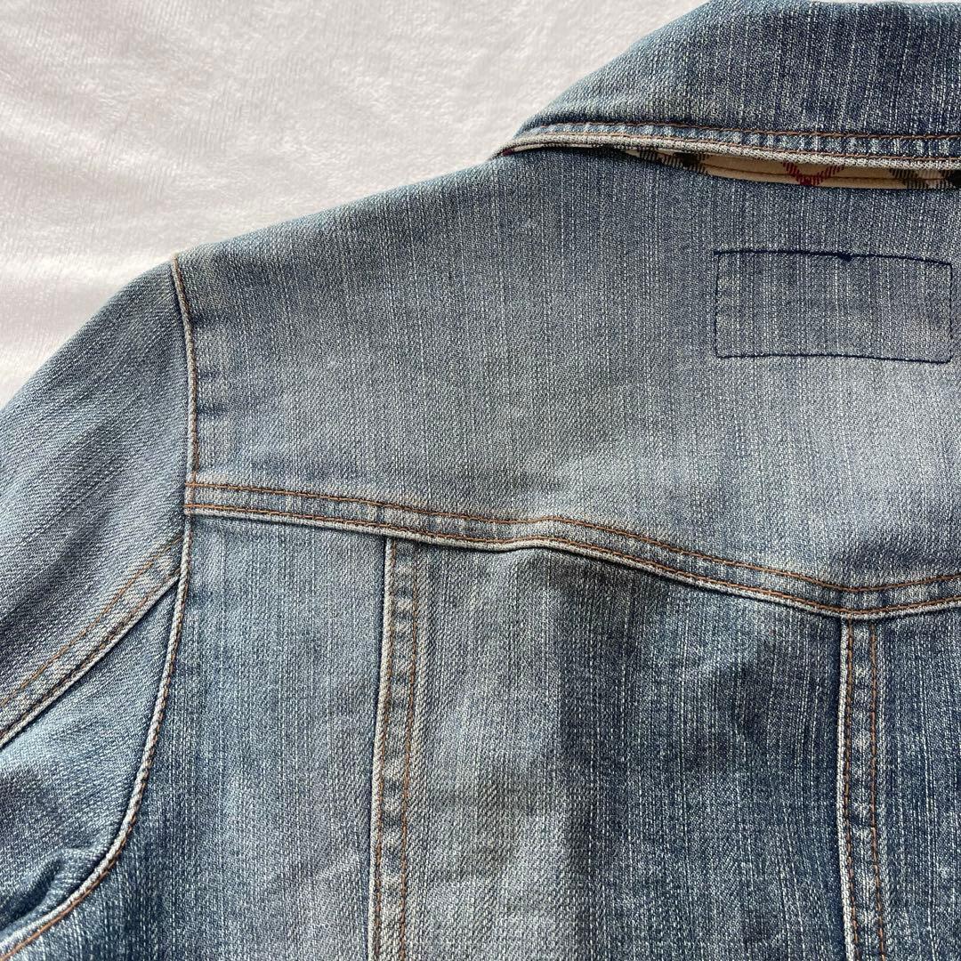 バーバリーブルーレーベル デニムジャケット ノバチェック ハート 刺繍ロゴ