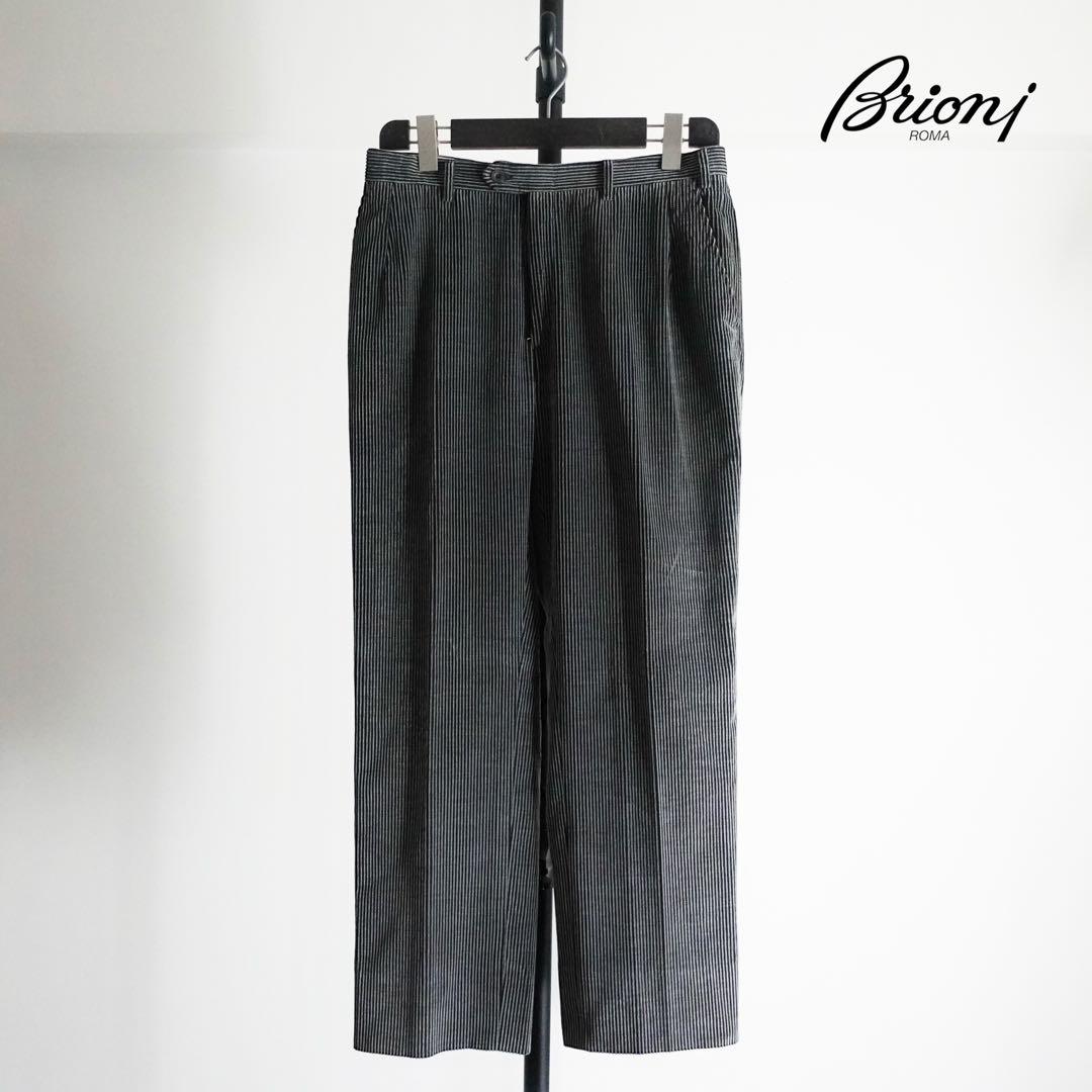 【イタリア製】Brioni コーデュロイ　セミワイドトラウザーズ　ブラック