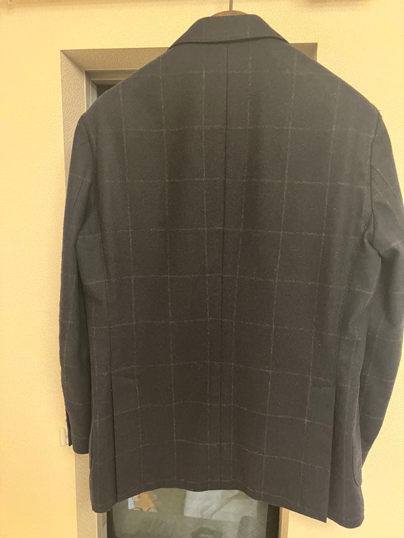 LARDINI ダークブルー　ウィンドーペン柄　テーラードジャケット