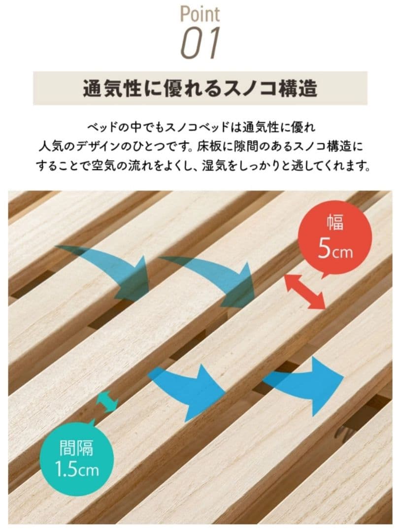 折り畳み式スノコベッド　Sサイズ（ナチュラル）※即発送可能※