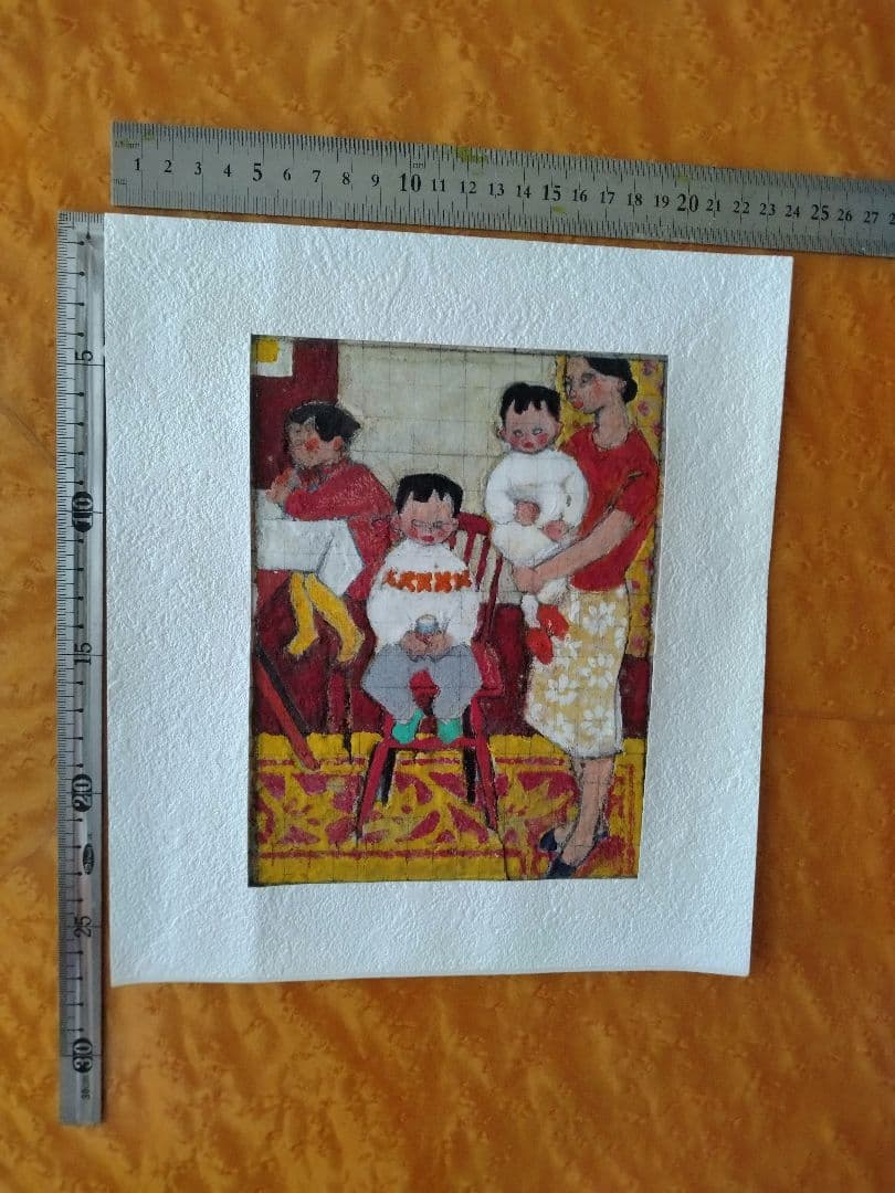 Ｓ　神田三千枝　ユリと家族の岩絵の具作品