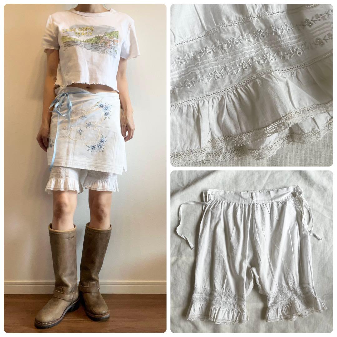 フランスアンティーク ドロワーズ コットンパンツ