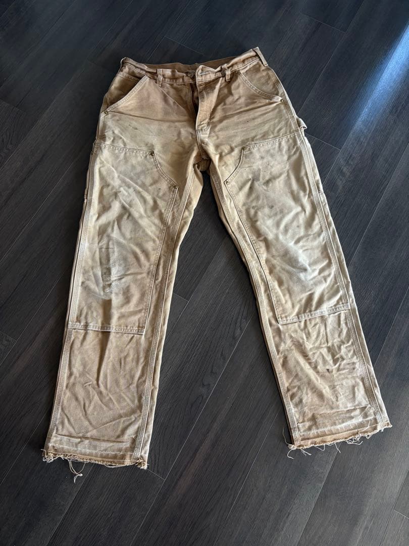 希少 USA製 ビンテージ カーハート ダブルニー ペインターパンツ ベージュ