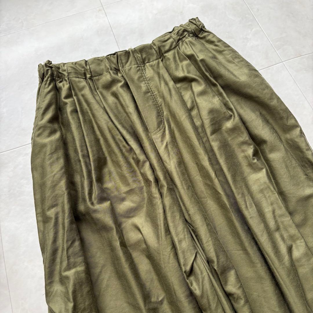 mizuiroind ミズイロインド モールスキン ワイドカーゴパンツ カーキ