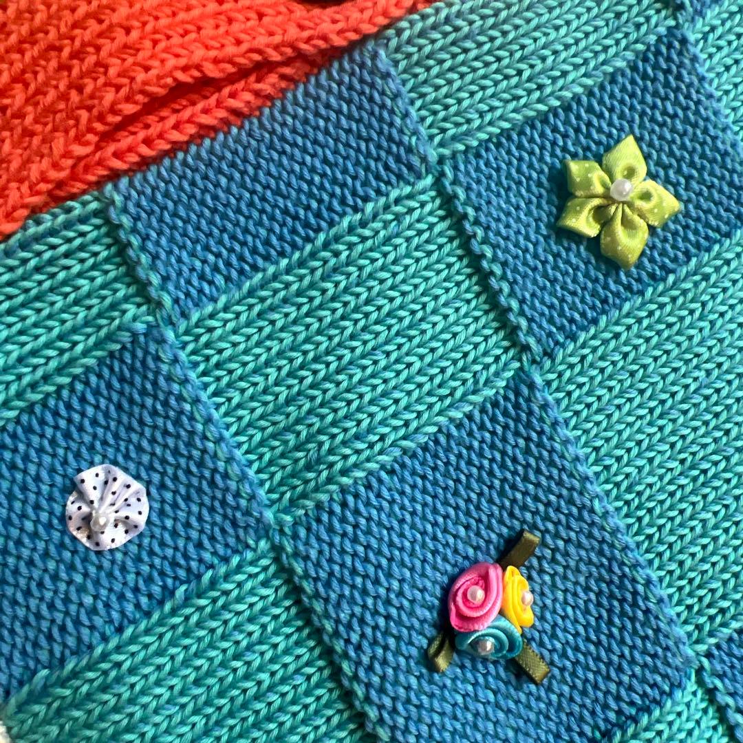 yanyan カラフル ニットベスト チェック柄