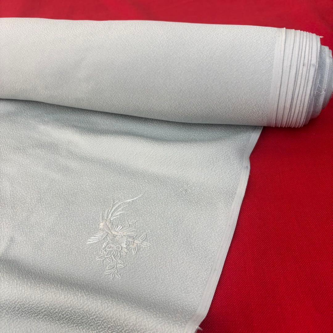 色無地反物　蘇州刺繍 未使用　アイスブルー