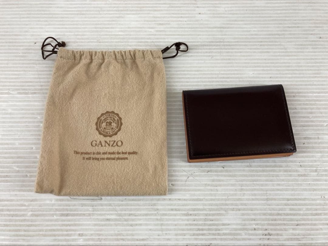 T300 GANZO CORDOVAN 通しマチ名刺入れ コードバン ブラウン