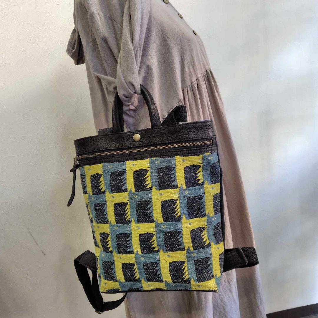 ミナペルホネン/thoroughbredサラブレットマスタード/牛革A4トートリ