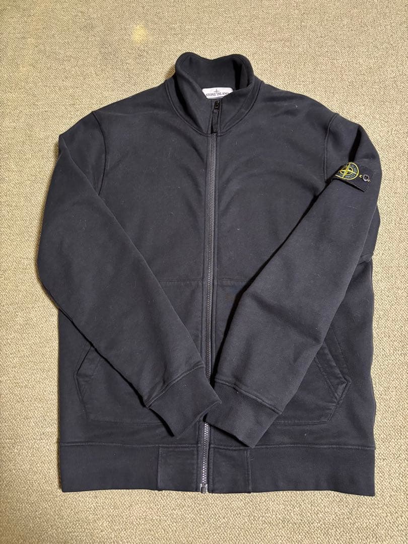 【美品】STONE  ジップアップスウェット ブラック