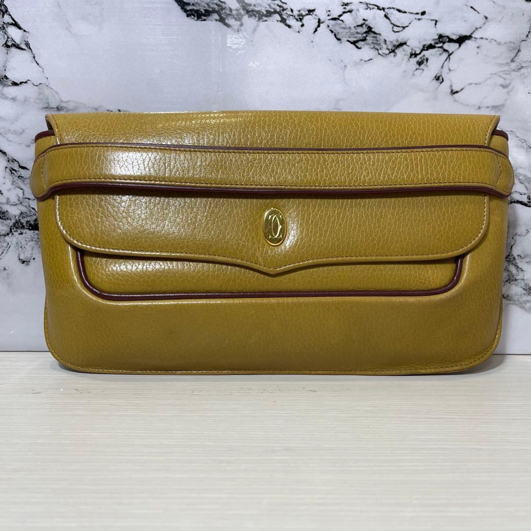 カルティエ⭐️  マスト カーフ レザー セカンド クラッチ バッグ