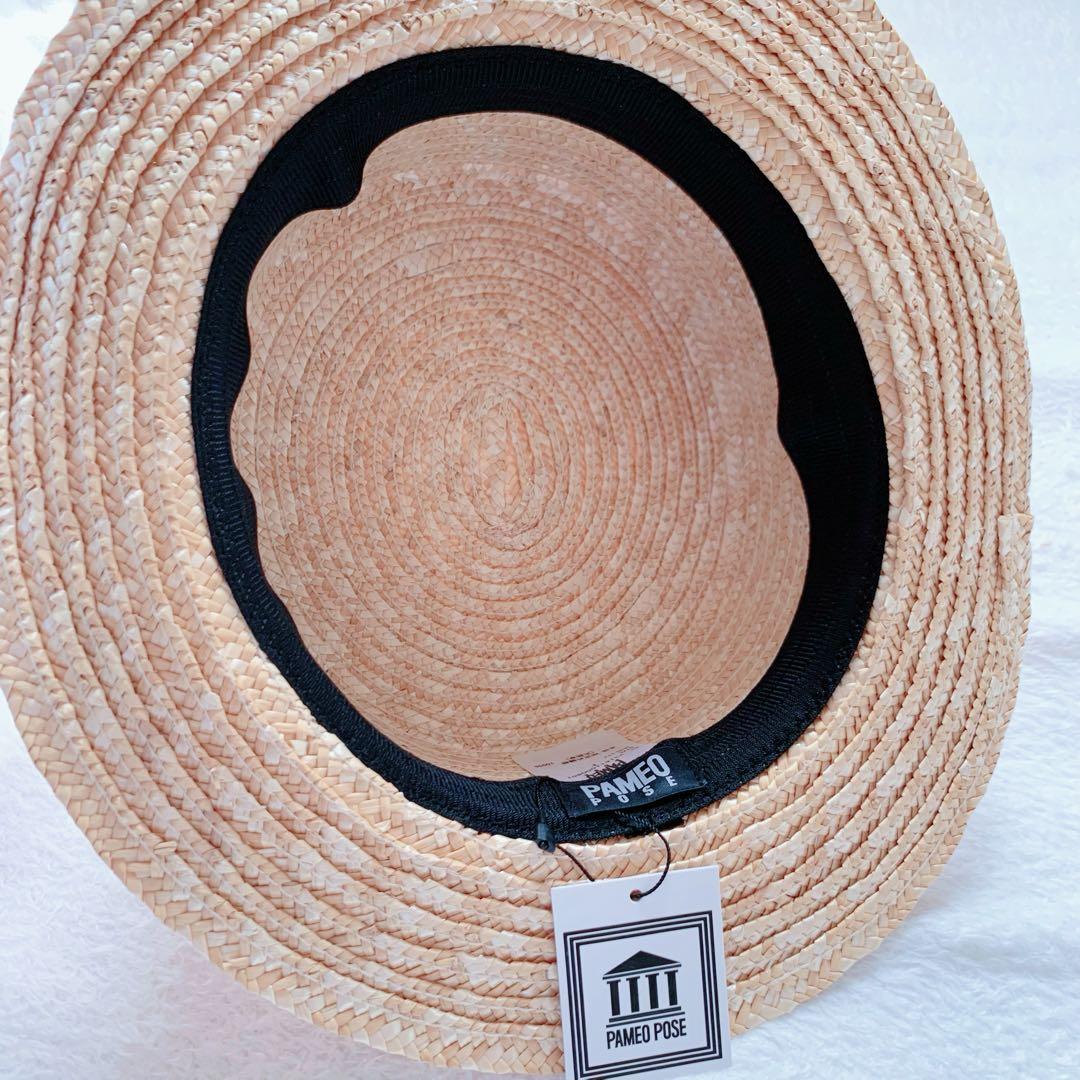 【新品タグ付】pameopose パメオポーズ リボン カンカン帽 帽子