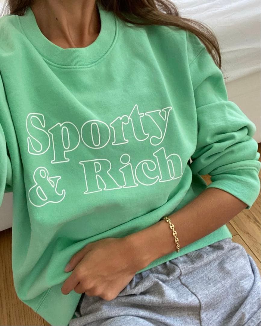 Sporty & Rich Fun Logo Crewneck パステルグリーン