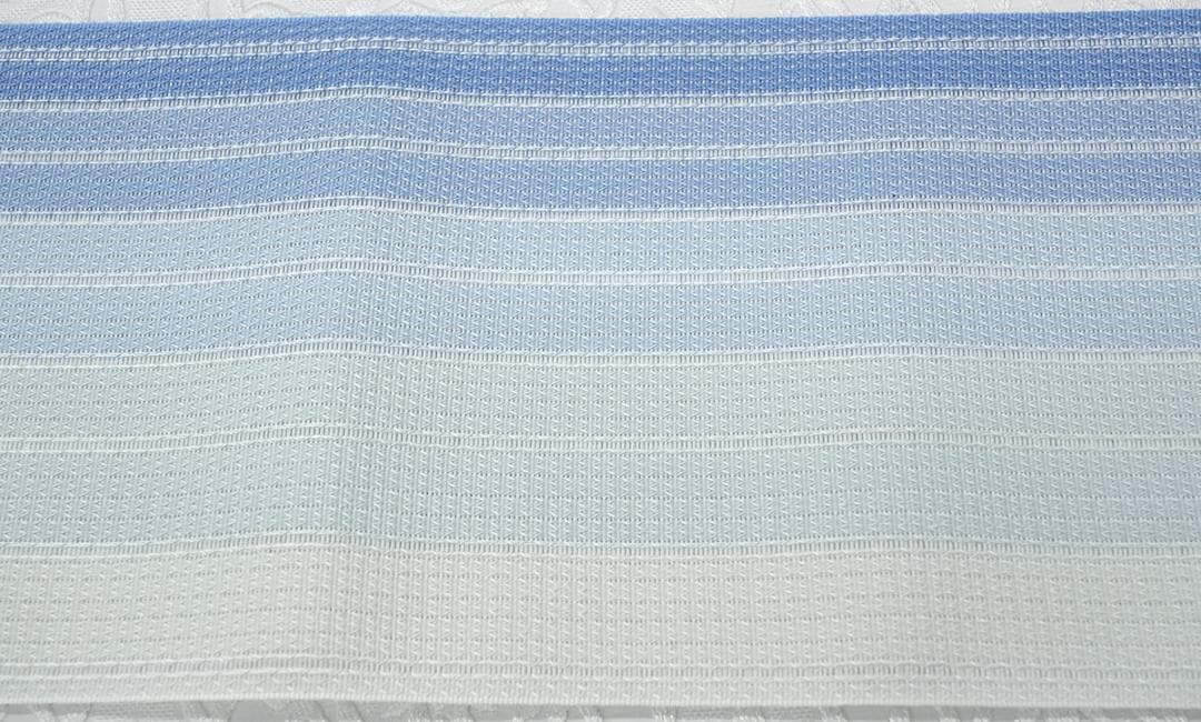 新品 博多織 夏物 単衣半幅帯 西村織物【粗紗】総暈しブルー 帯端処理加工込み